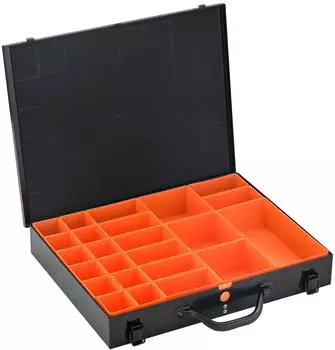 ALUBOX Sortimentskasten Stahlblechkoffer Metall schwarz (24 St) individuelle Fächereinteilung innenliegender Schaumstoff