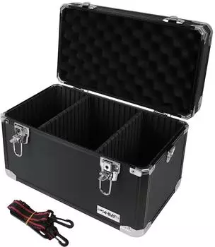 HMF robuste Alu Transportkiste Aufbewahrungskoffer Kamerakoffer mit individueller Facheinteilung 40x27,5x23,5 cm schwarz