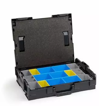 Sortimo Systemkoffer L-Boxx 102 mit InsetBoxen und Deckeleinlage BC3: Blau/Gelb/Grau