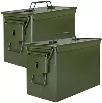 Trucky Aufbewahrungsbox 2x Munitionsbox Box Metallkiste Metallbox 33 x 19 x 23 cm Grün Metall