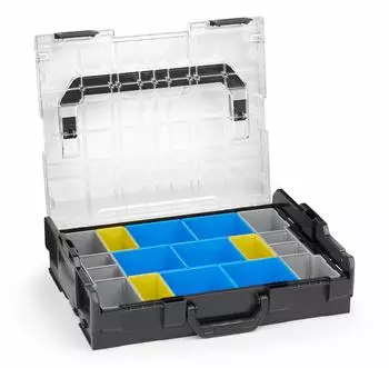 Sortimo Bosch L-Boxx 102 anthrazit Deckel Transparent mit Insetboxen Gelb/Blau