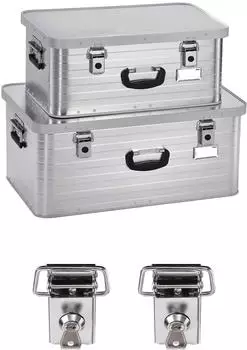 Enders Aufbewahrungsbox Alubox 47 L + Alubox 80 L inkl. 2x Schloss-Set Alukiste Transportbox Lagerbox Alukoffer Metallkiste Alubox