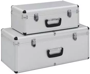 vidaXL Werkzeugbox Aufbewahrungskoffer 2 Stk. Silbern Aluminium (2 St)