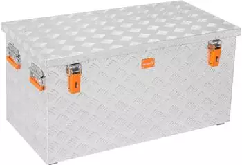 ALUBOX Aufbewahrungsbox aus Aluminiumriffelblech massive Transportkiste (180 Liter) Fangbänder & Gasdruckdämpfer im Deckel 180 l 94 cm x 47 cm x 50 cm