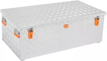 ALUBOX Aufbewahrungsbox aus Aluminiumriffelblech massive Transportkiste (275 Liter) Fangbänder & Gasdruckdämpfer im Deckel 275 l 118 cm x 42 cm x 65 cm