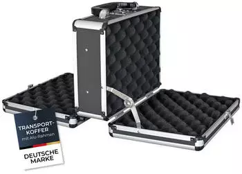 HMF Alu Waffenkoffer f&uuml;r 2 Pistolen, doppelseitig, 31x26x15cm, Schwarz (14411-02)