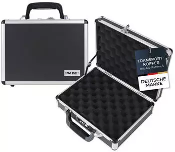 HMF Pistolenkoffer Aluminium mit Zahlenschloss, Noppenschaumstoff, 31x26x11cm (14401-02)