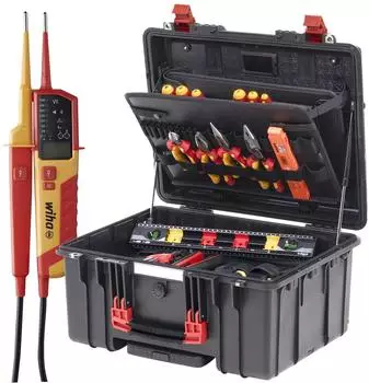 Wiha XL 2 Trolley (45795) + Spannungsprüfer 61 tlg. Werkzeugkasten Durchgangsprüfer für Elektriker