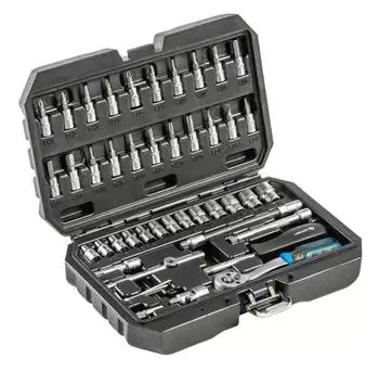 Högert Werkzeugsatz 46-tlg. Steckschlüssel- und Bitsatz 1/4" CRV-Stahl (HT1R216)