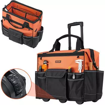 VEVOR Rolling Tool Bag Werkzeugtasche mit Rollen 50kg 27 Taschen (GH07)