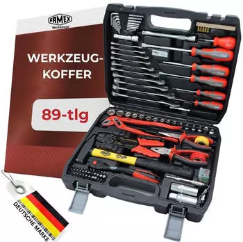 Famex Werkzeugset 144-50 best&uuml;ckt (Werkzeugkasten 89-tlg. ) Werkzeug Satz CV Stahl Auto