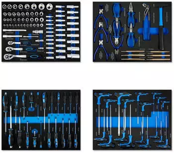 Eberth Werkzeug-Set 134-teilig Hartmetall, ergonomische Griffe, blau (WW2-TS4B)