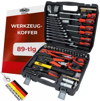 Famex Werkzeugset 144-47 best&uuml;ckt (Werkzeugkasten 89-tlg. ) Werkzeug Satz CV Stahl Auto