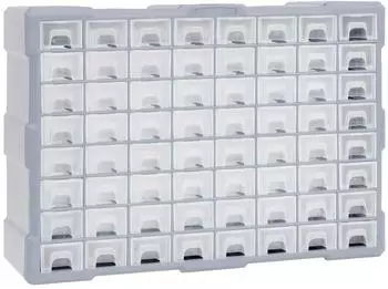 vidaXL Multi-Schubladen-Organizer 64 Schubladen, 52x16x37,5cm, grau