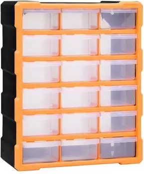vidaXL Multi-Schubladen-Organizer 18 Schubladen, orange/schwarz, 38x16x47cm