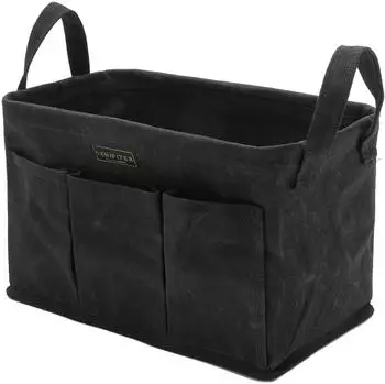 LuxusKollektion Werkzeugtasche, zusammenklappbar, gewachstes Segeltuch, schwarz, 35x20x20cm