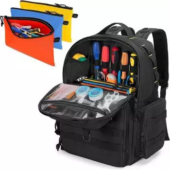 LuxusKollektion Werkzeugrucksack mit Organizer-Tasche, schwarz