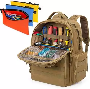 LuxusKollektion Werkzeugrucksack mit 3 Werkzeugtaschen, Organizer, khaki (Herren)