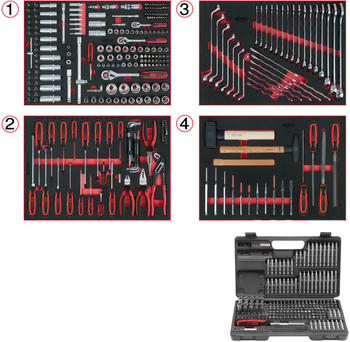 1/4'' + 1/2'' Elektriker-Werkzeugkoffer KS Tools: 128 Teile