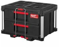 MILWAUKEE PACKOUT Koffer mit 2 Schubladen Metalverst&auml;rkungen verstellbare F&auml;cher,