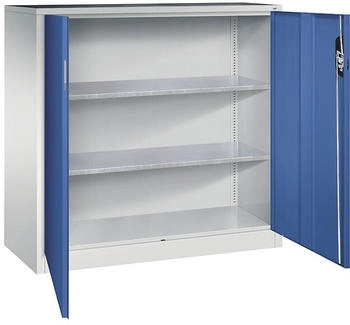C+P Werkzeugschrank 8531-000 aus Metall 2 Böden grau / blau 120 x 120 x 50cm