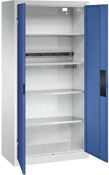 C+P Akkuladeschrank Basic mit Vollblechtüren H 1950 x B 930 x T 500 mm Lichtgrau/Enzianblau