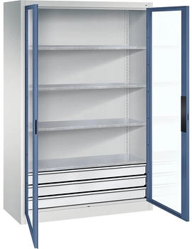 C+P Werkzeugschrank 8932-00 aus Metall 4 Böden lichtgrau 120 x 195 x 60cm