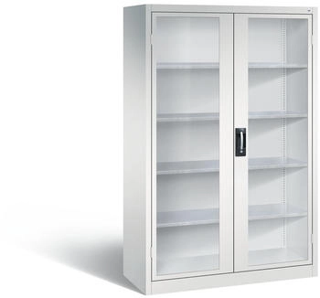 C+P Werkzeugschrank 8931-055 aus Metall Sichtfenster 4 Böden lichtgrau 120 x 195 x 50cm