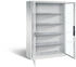 C+P Werkzeugschrank 8931-055 aus Metall Sichtfenster 4 Böden lichtgrau 120 x 195 x 50cm