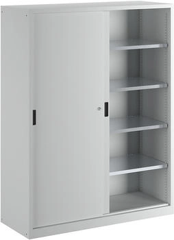 Lista Schiebetürschrank (BxH) 1500x1950mm 8 Verstellböden Tiefe 580mm lichtgrau