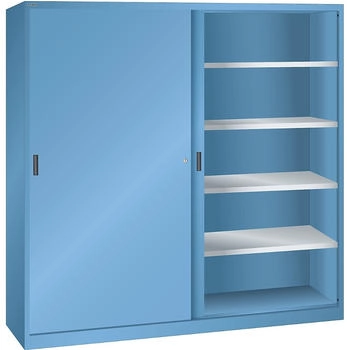 Lista Schiebetürschrank (BxH) 1500x1950mm 8 Verstellböden Tiefe 580mm lichtblau