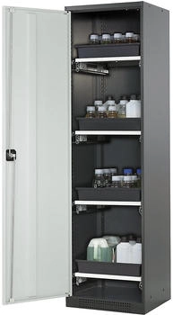 Asecos ® Chemikalien- und Giftschrank mit Tablarauszügen HxBxT 1.950 x 545 x 520 mm lichtgrau