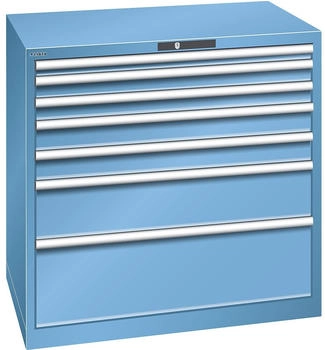 Lista Schubladenschrank Schubladen 1x50 + 2x75 + 2x100 + 1x200 + 1x300 mm TK 200 kg lichtblau