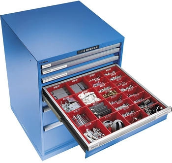 Lista Schubladenschrank Schubladen 1x50 + 2x75 + 2x100 + 1x200 + 1x300 mm TK 75 kg lichtblau