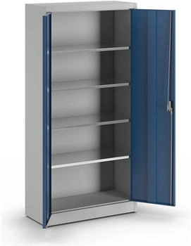 Mauser Werkzeugschrank MKSTS3/19STG aus Metall Schwerlastschrank 4 Böden blau 95 x 195 x 42cm