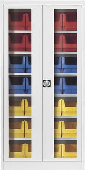 Mauser Stahlschrank mit Flügeltüren »jack look« 6 Fachböden befüllt grau 95x195x42 cm