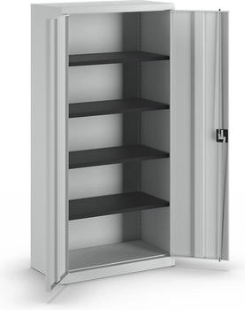 Mauser Stahlschrank mit Flügeltüren 50 cm tief 5 OH schmal grau 95x195x50 cm