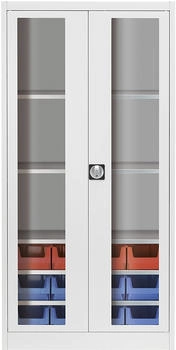 Mauser Stahlschrank mit Flügeltüren »jack look« 5 Fachböden befüllt grau 95x195x42 cm
