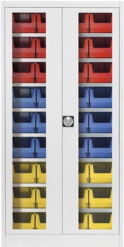 Mauser Stahlschrank mit Flügeltüren »jack look« 8 Fachböden befüllt grau 95x195x42 cm