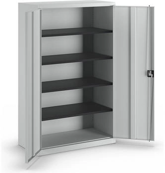Mauser Stahlschrank mit Fl&uuml;gelt&uuml;ren 60 cm tief 5 OH breit grau 120x195x60 cm