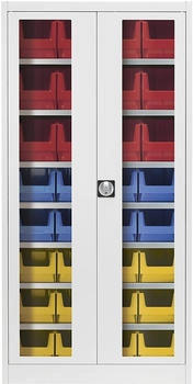 Mauser Stahlschrank mit Flügeltüren »jack look« 7 Fachböden befüllt grau 95x195x42 cm