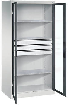 C+P CP-Möbel Werkzeugschrank 8924-00 aus Metall 4 Böden grau / blau 93 x 195 x 80cm