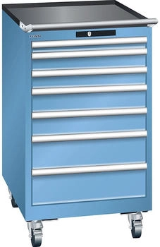 Lista Werkstattwagen 27x36E (BxTxH) 564x725x990mm 7 Schubladen Fronthöhen 50-150mm lichtblau KEY Lock