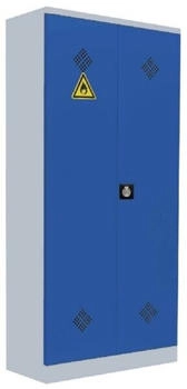 LÜLLMANN Umweltschrank 2 Türen 4 Wannenböden 1950 x 916 x 422 mm lichtgrau mit enzianblau