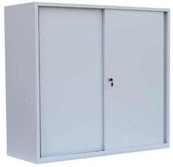 LÜLLMANN BASIC Schiebetürenschrank mit 3 Fachböden 1090 x 1200 x 450 mm in lichtgrau