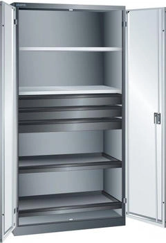 Lista Werkzeugschrank (BxTxH) 1000x580x1950mm 2 Auszüge 3 Schubladen lichtblau KEY Lock