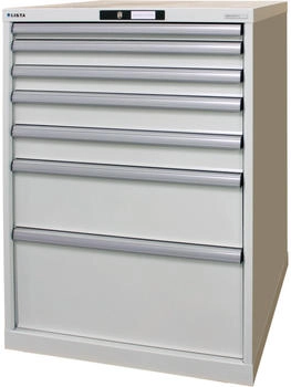 Lista Schubladenschrank 36x36E (BxTxH) 717x725x1000mm 7 Schubladen Fronthöhen 50-300mm lichtgrau KEY Lock