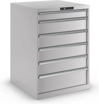 Lista Schubladenschrank 36x36E (BxTxH) 717x725x1000mm 6 Schubladen 1 x 100 / 4 x 150 / 1 x 200 lichtgrau KEY Lock