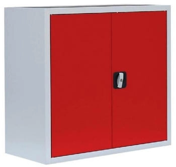 LÜLLMANN Flügeltürenschrank mit 1 Fachboden 750 x 800 x 383 mm lichtgrau in feuerrot