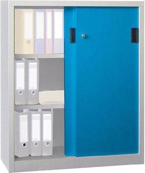 Pavoy Schiebetürenschrank 1000 x 400 x 1950 mm Last 500 kg grau blau